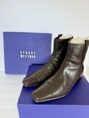 Stuart Weitzman Gore Tex Brown Leather Ankle Boots Women Size 9N
